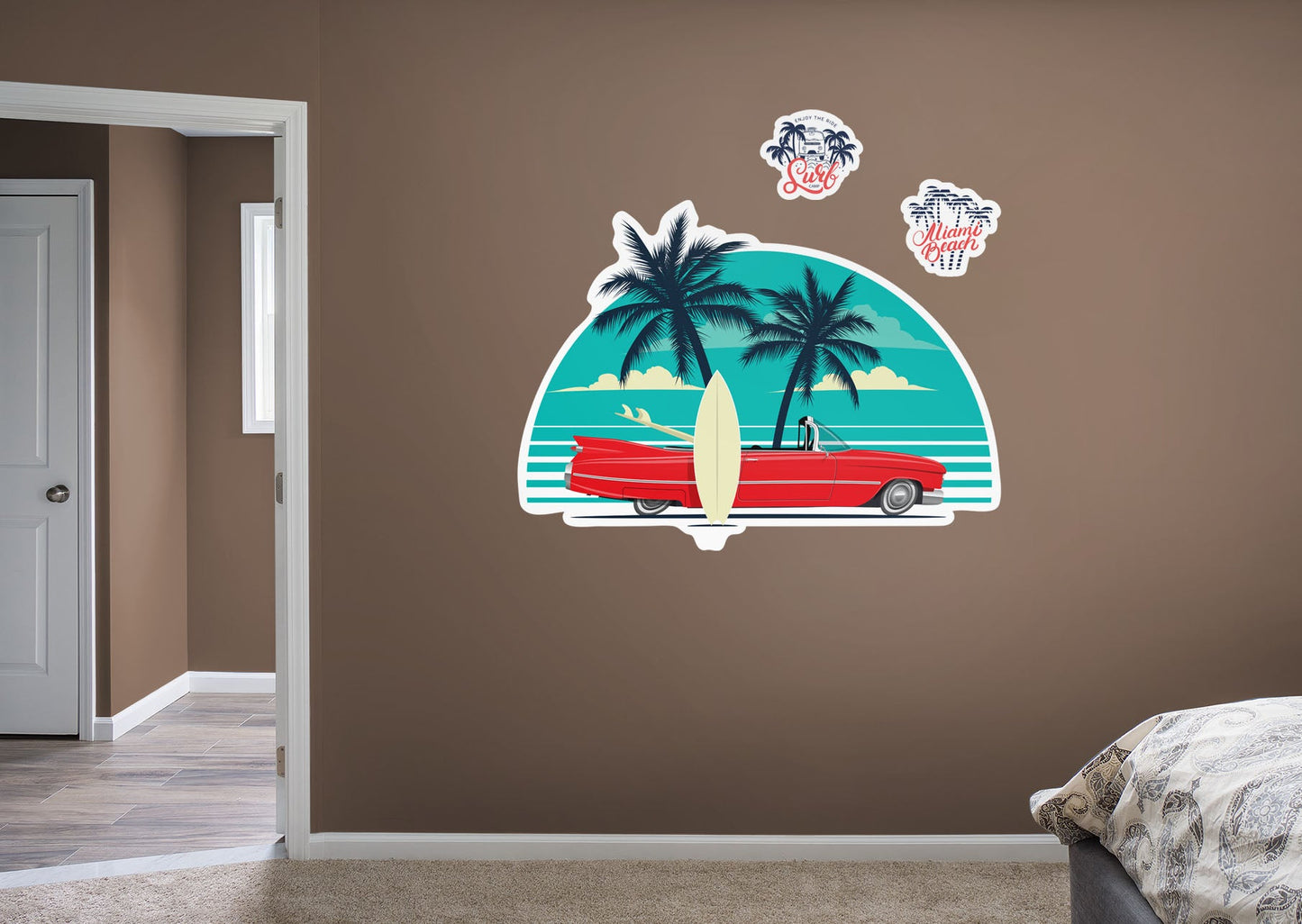 Seasons Decor: Summer Red Car Icon        -   Removable     Adhesive Decal