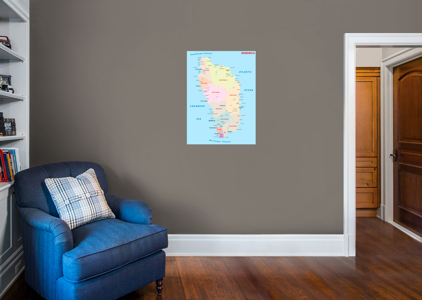 Maps of North America: Dominica Mural        -   Removable Wall   Adhesive Decal
