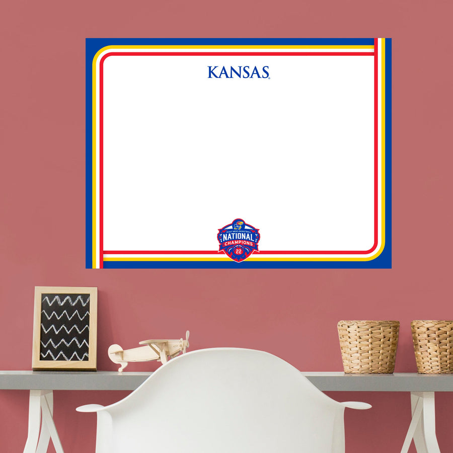 Kansas Jayhawks - 2022 Basketball Champions - Dry Erase Whiteboard - Official NCAA - Reusable Vinyl Wall Decal
