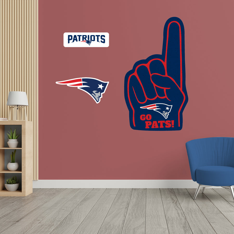 New England Patriots - RealBig Foam Finger Collection - Official NFL - Reusable Vinyl Wall Decals