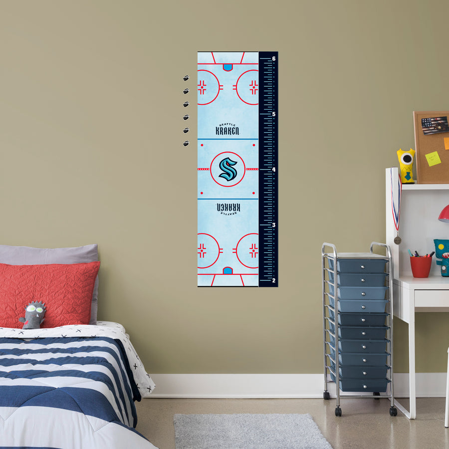 Rink - Growth Chart - Official NHL - Seattle Kraken - Reusable Vinyl Wall Decal