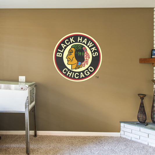 Chicago Blackhawks: Vintage Logo - Officially Licensed NHL Removable Wall Decal