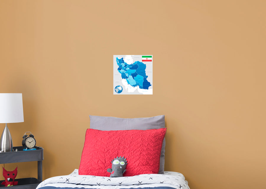 Maps of Asia: Iran Mural        -   Removable Wall   Adhesive Decal