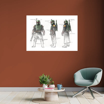Book of Boba Fett: Boba Fett Character Turnaround Industrial Design Poster - Officially Licensed Star Wars Removable Adhesive Decal