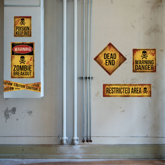 Zombie Outbreak: Caution Sign Collection - Removable Vinyl Decal