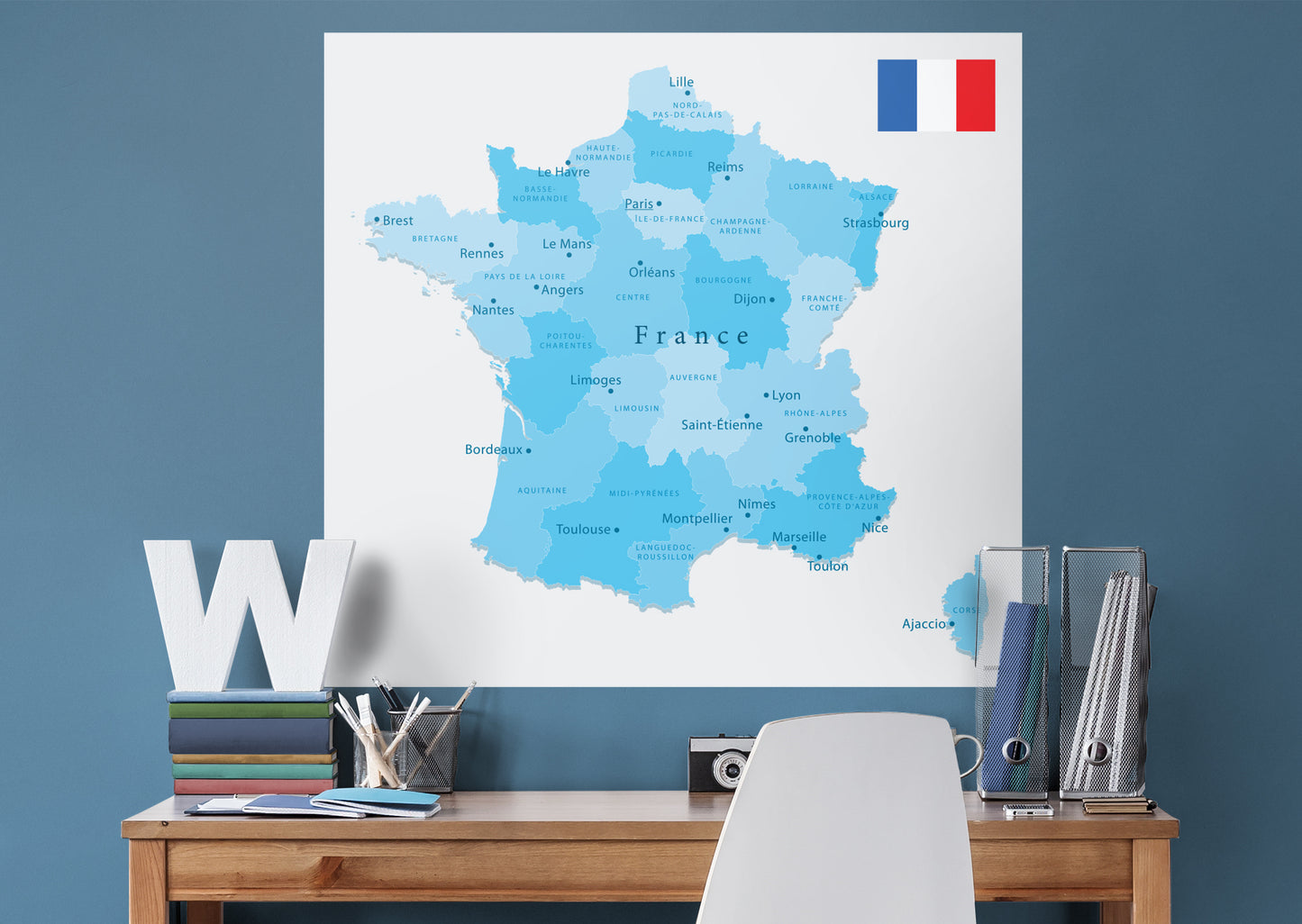 Maps of Europe: France Mural        -   Removable Wall   Adhesive Decal
