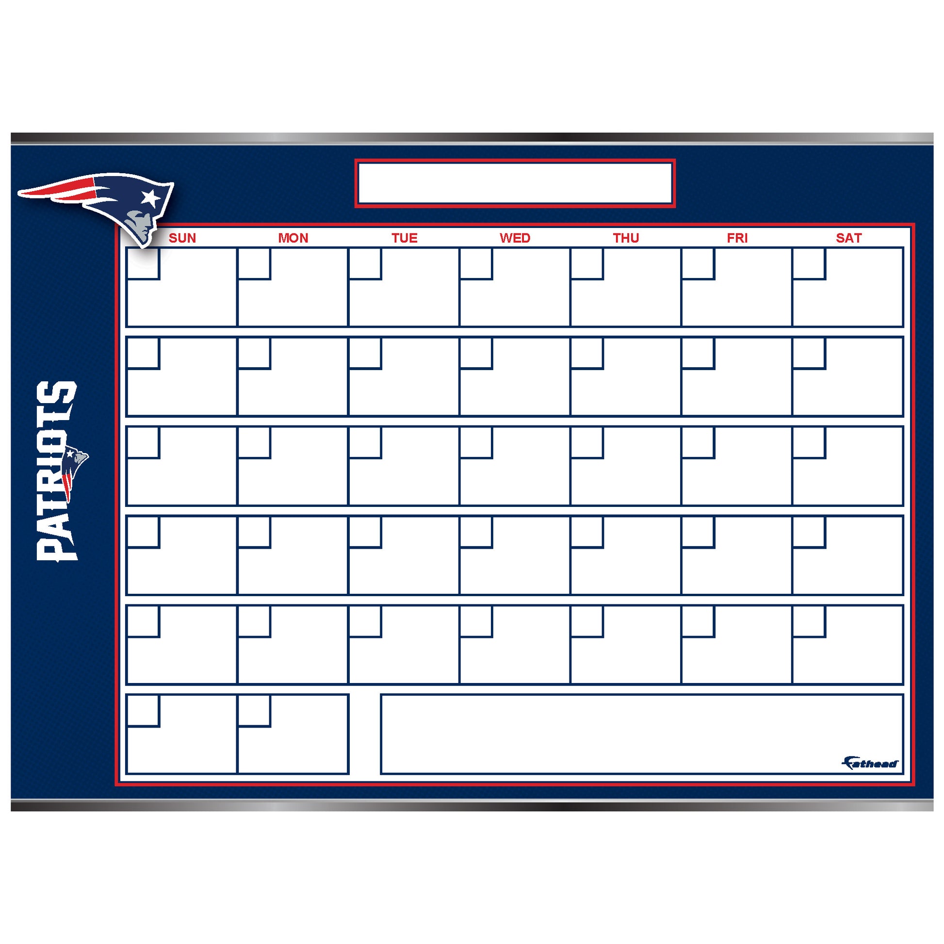 New England Patriots: Dry Erase Calendar - Officially Licensed NFL Rem – Fathead new-england-patriots-dry-erase-calendar-officially-licensed-nfl-rem-fathead
