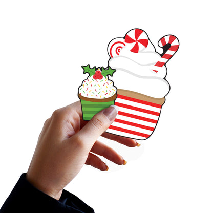 Sheet of 5 -Christmas:  Cute Cupcake Minis        -   Removable     Adhesive Decal