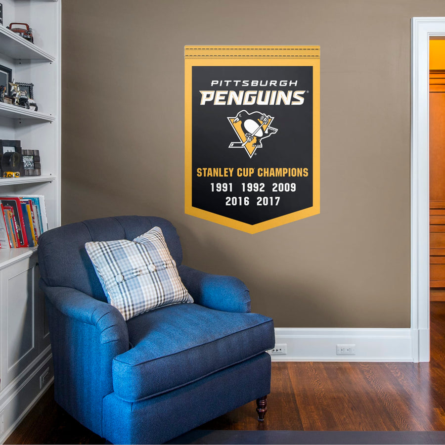 Pittsburgh Penguins - RealBig Stanley Cup Championships Banner Collection - Official NHL - Reusable Vinyl Wall Decals