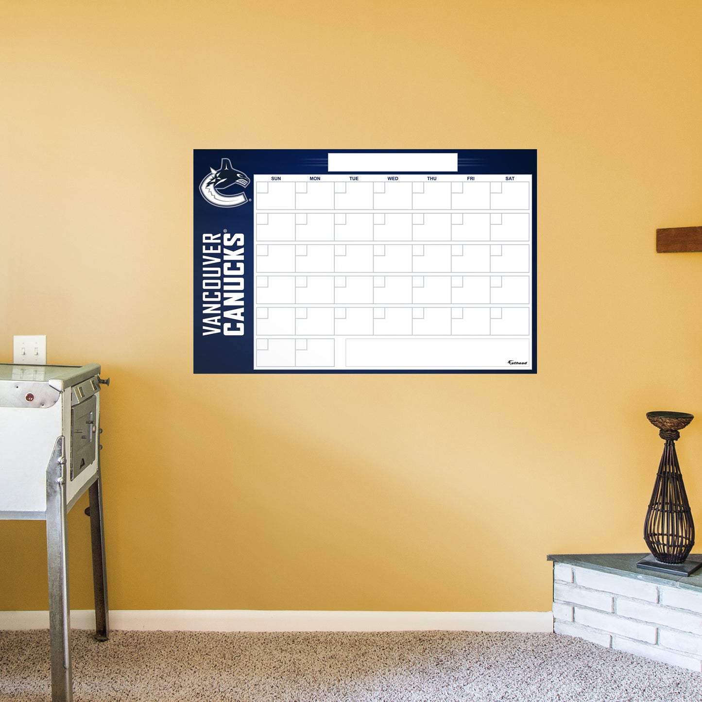 Vancouver Canucks Dry Erase Calendar  - Officially Licensed NHL Removable Wall Decal