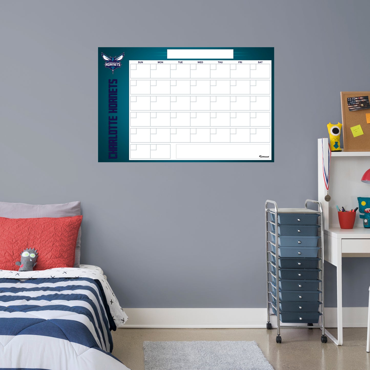 Charlotte Hornets Dry Erase Calendar  - Officially Licensed NBA Removable Wall Decal