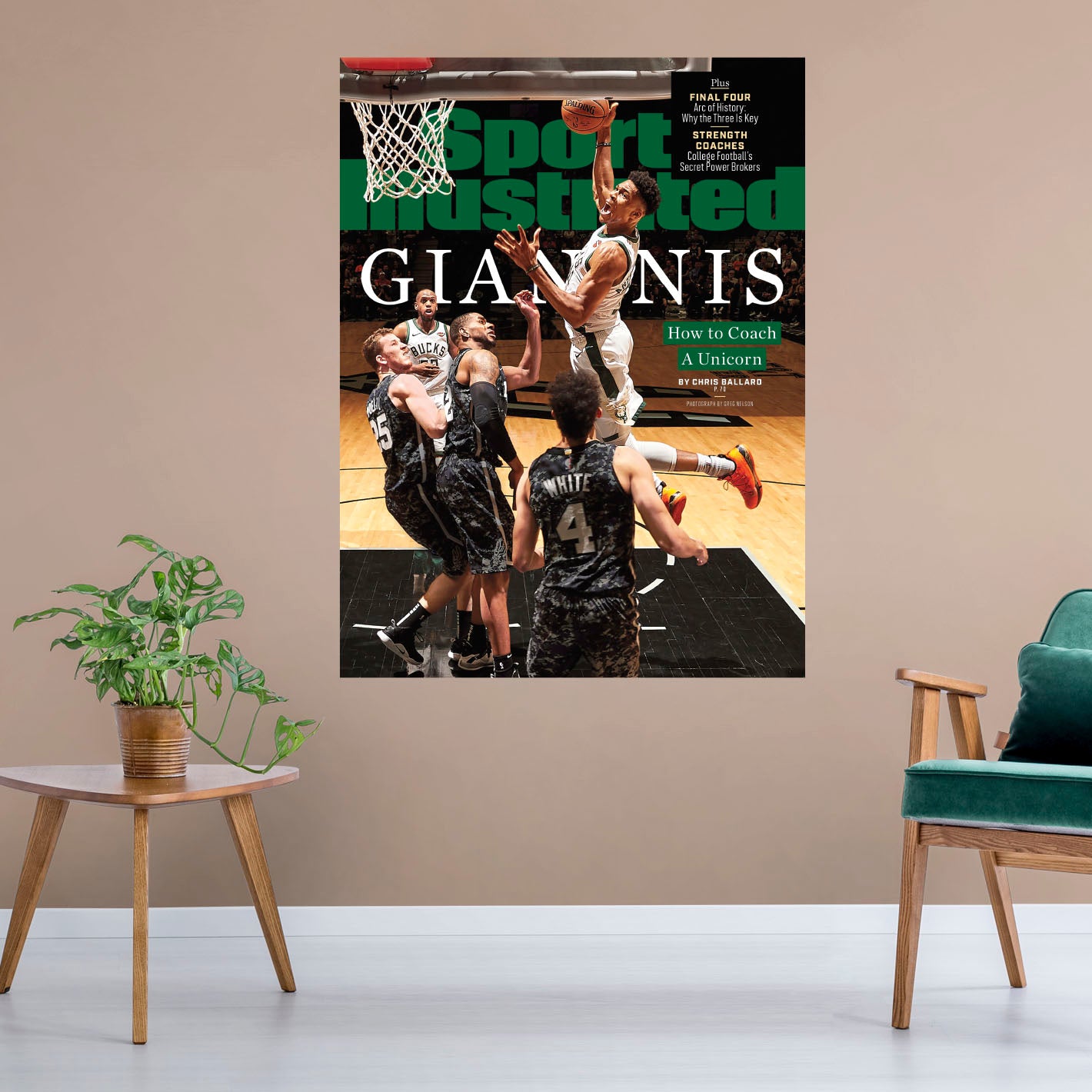 Milwaukee Bucks: Giannis Antetokounmpo April 2019 V130.7 Sports Illustrated Cover Sports Illustrated Cover - Officially Licensed NBA Removable Adhesive Decal