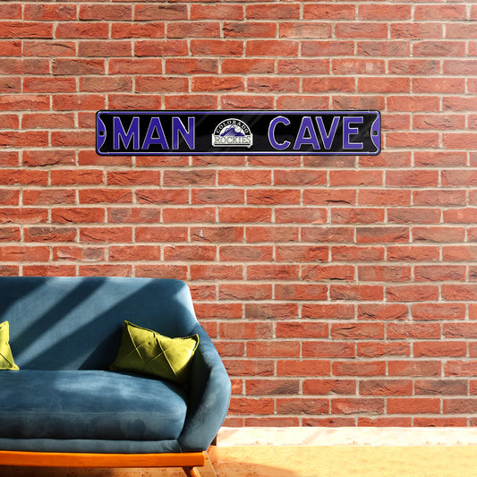 Colorado Rockies Steel Street Sign with Logo-MAN CAVE