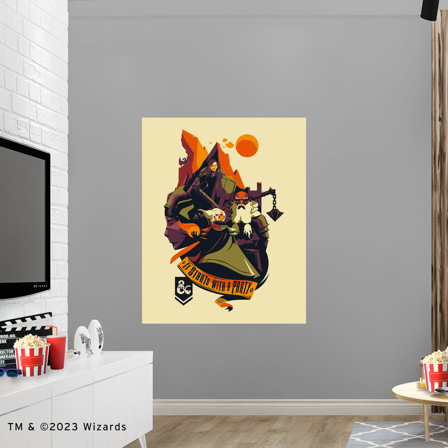 Dungeons & Dragons Stars with a Party - Peel & Stick Poster - Official Hasbro - Reusable Vinyl Wall Decal