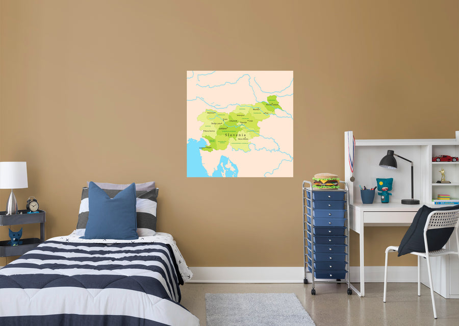 Maps of Europe: Slovenia Mural        -   Removable Wall   Adhesive Decal