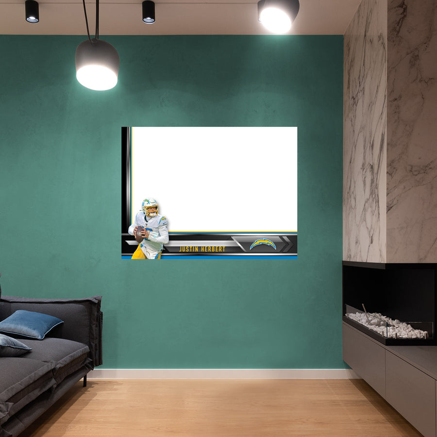Los Angeles Chargers - Justin Herbert - Dry Erase Whiteboard - Official NFL - Reusable Vinyl Wall Decal