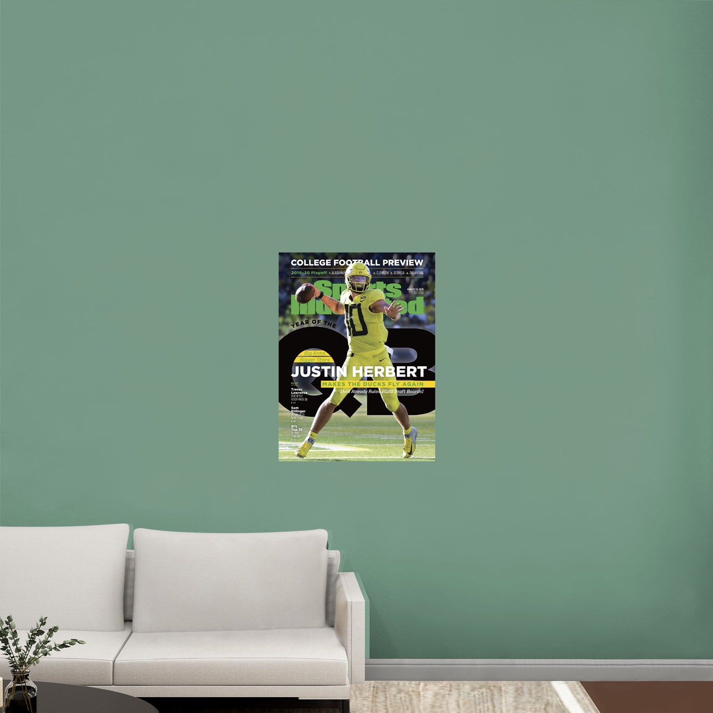 Oregon Ducks: Justin Herbert August 2019 Sports Illustrated Cover - Officially Licensed NCAA Removable Adhesive Decal