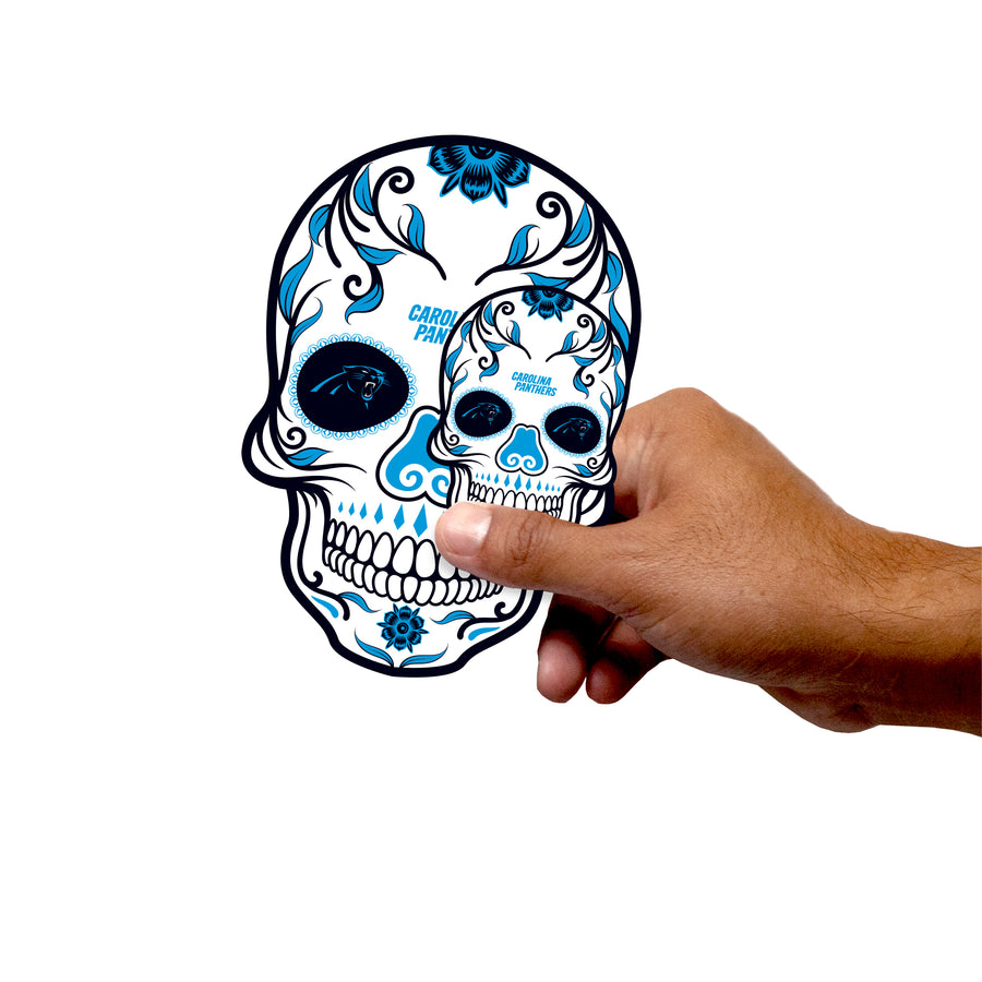 Carolina Panthers - 5 Skull Minis (Mixed Sizes) - Official NFL - Reusable Vinyl Decals