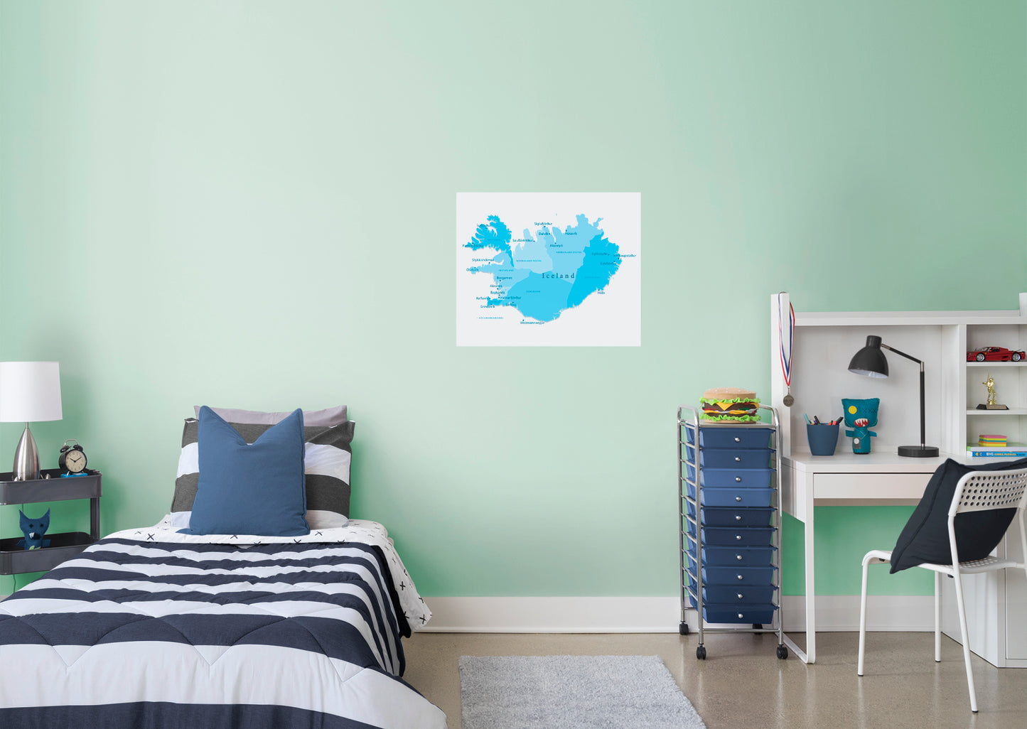 Maps of Europe: Iceland Mural        -   Removable Wall   Adhesive Decal