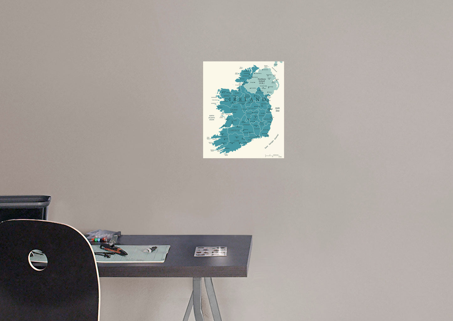 Maps of Europe: Ireland Mural        -   Removable Wall   Adhesive Decal