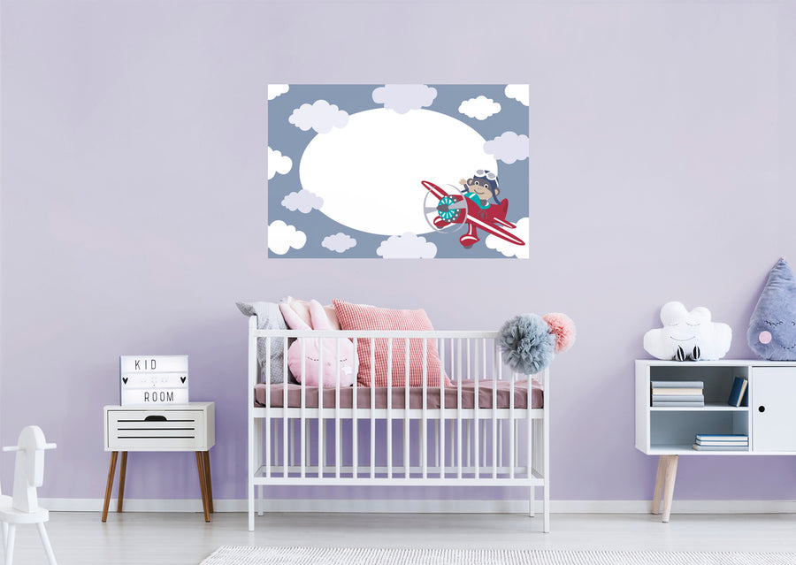 Nursery: Planes Monkey Dry Erase        -   Removable Wall   Adhesive Decal