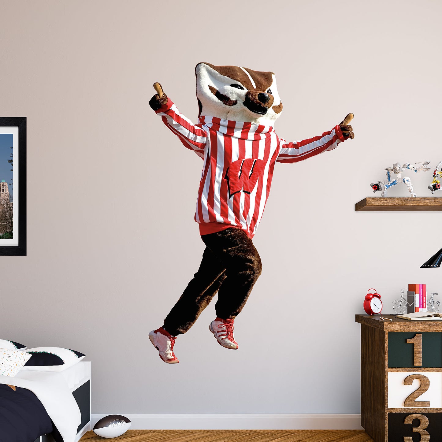 Wisconsin Badgers: Bucky Badger Mascot - Officially Licensed Removable Wall Decal