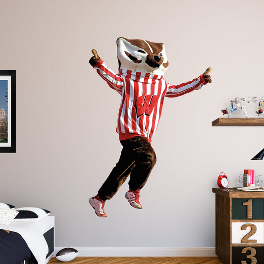 Wisconsin Badgers: Bucky Badger Mascot - Officially Licensed Removable Wall Decal