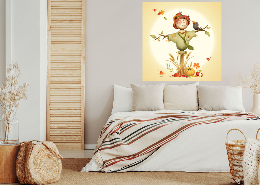 Seasons Decor: Autumn Scarecrow Mural        -   Removable Wall   Adhesive Decal