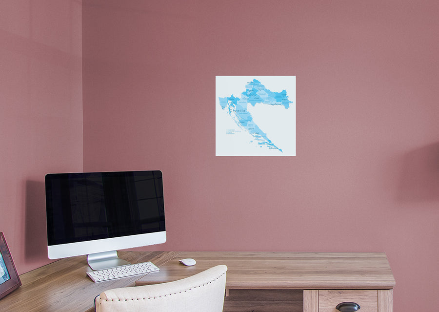 Maps of Europe: Croatia Mural        -   Removable Wall   Adhesive Decal