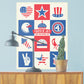 4th of July:  Happy Independence Day 12 Icons Mural        -   Removable Wall   Adhesive Decal