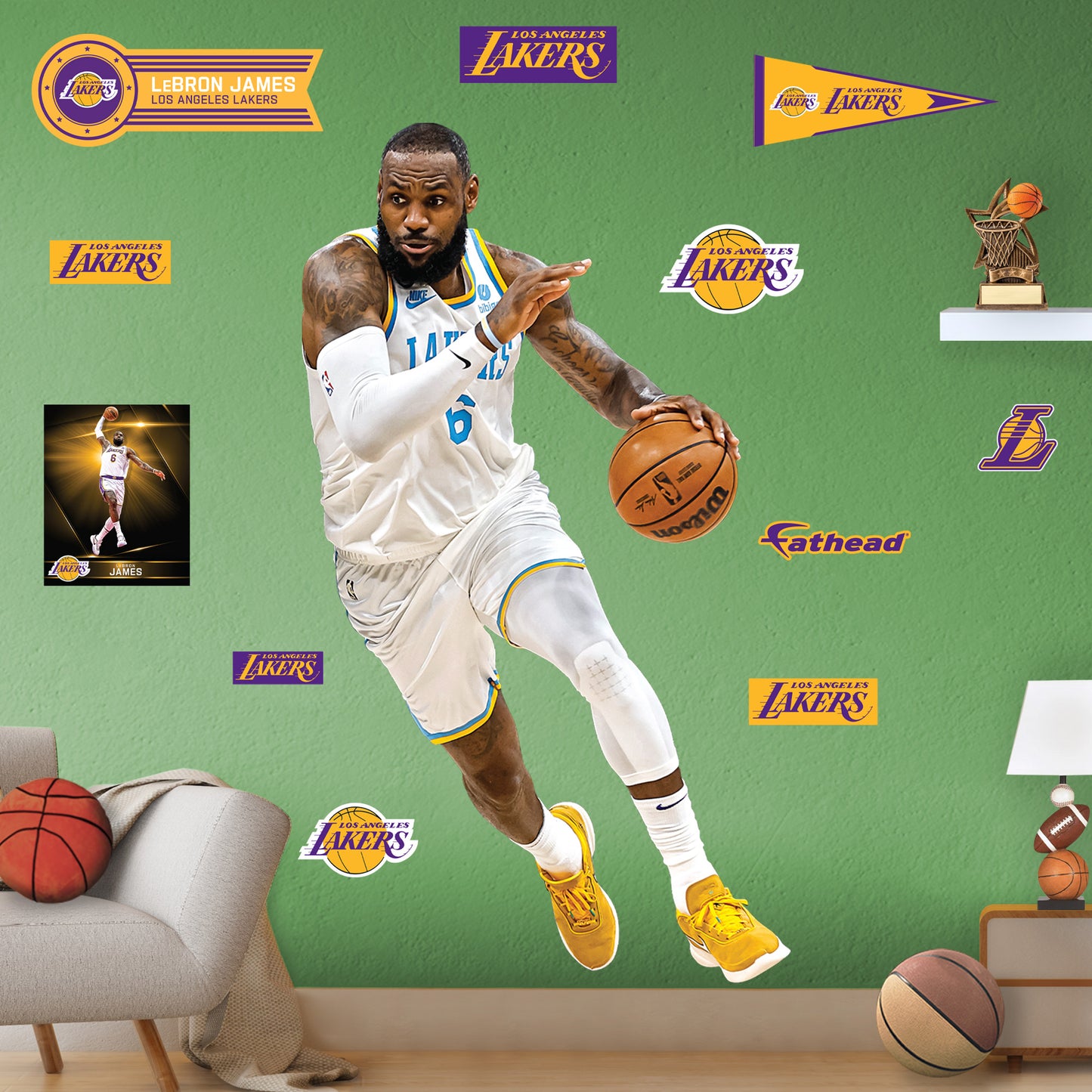 Los Angeles Lakers: LeBron James 2022 Classic Jersey        - Officially Licensed NBA Removable     Adhesive Decal