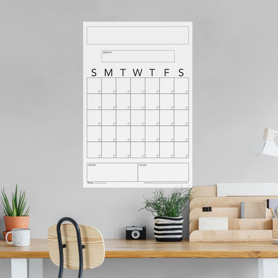One Month Calendar: Minimalist Design - Removable Dry Erase Vinyl Decal