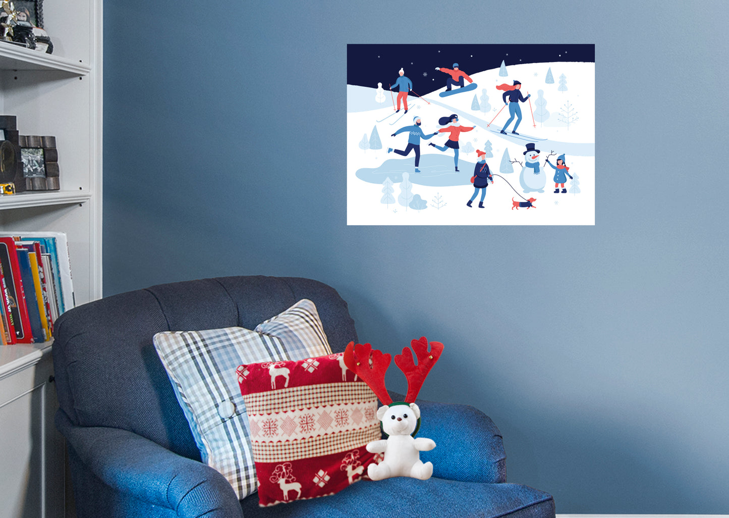 Seasons Decor: Winter Sports Mural        -   Removable     Adhesive Decal